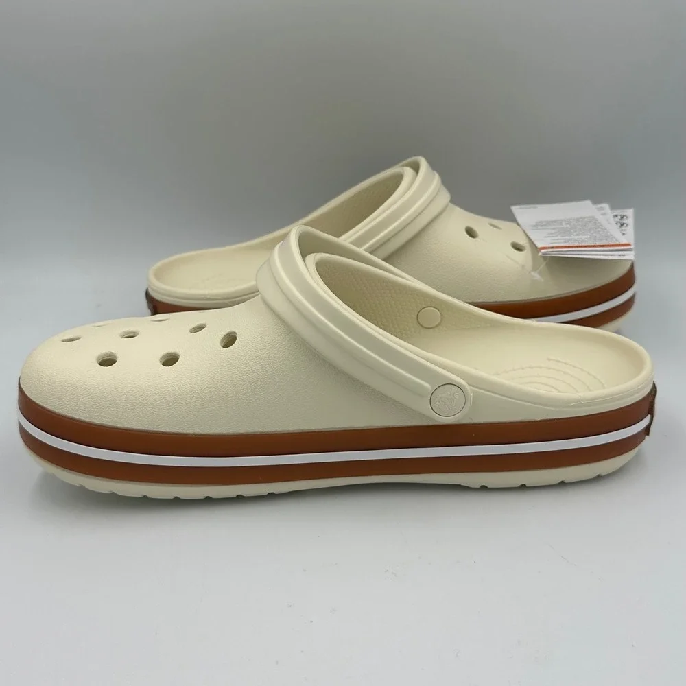 Crocs Crocband Gum Clog M9/W11 Stucco White New Retro Sporty Slip-On Comfort NIB